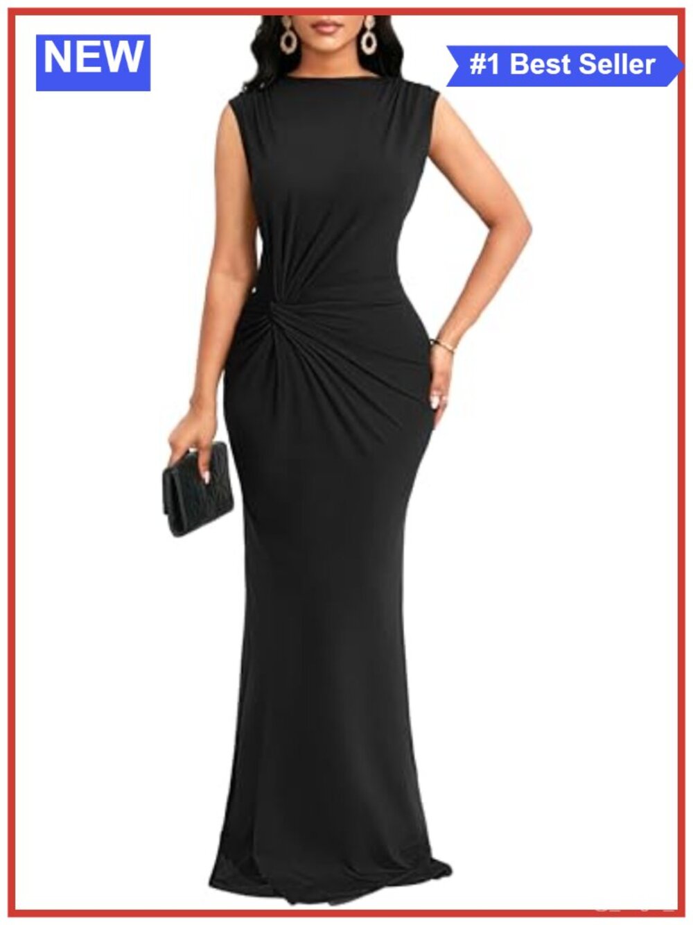 Women's Formal Maxi Dress Twist Knot Sleeveless Party Gown